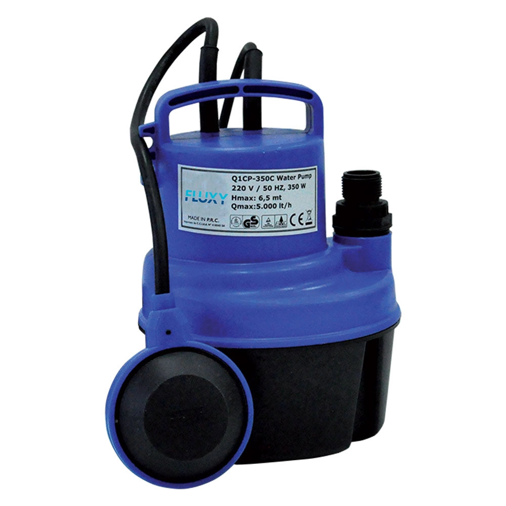 ELETTROPOMPA SOMMERGIBILE IN PVC 350 watt - 5000 litri/h - hp 0,47  - FLUXY