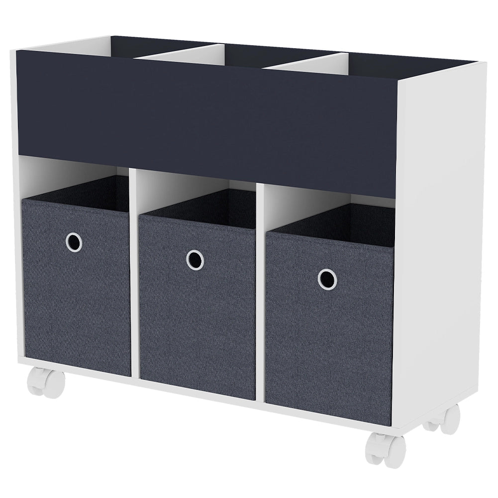 Mobile Scaffale Cameretta in Legno 3Cassetti Tessuto 80x30H63cm Porta oggetti