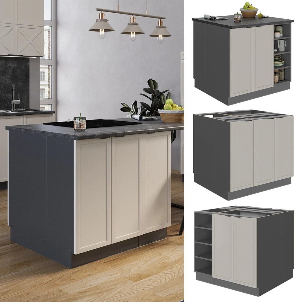 Isola cucina Fame-Line GrigioBeige/Antracite 90 cm senza piano di lavoro Vicco