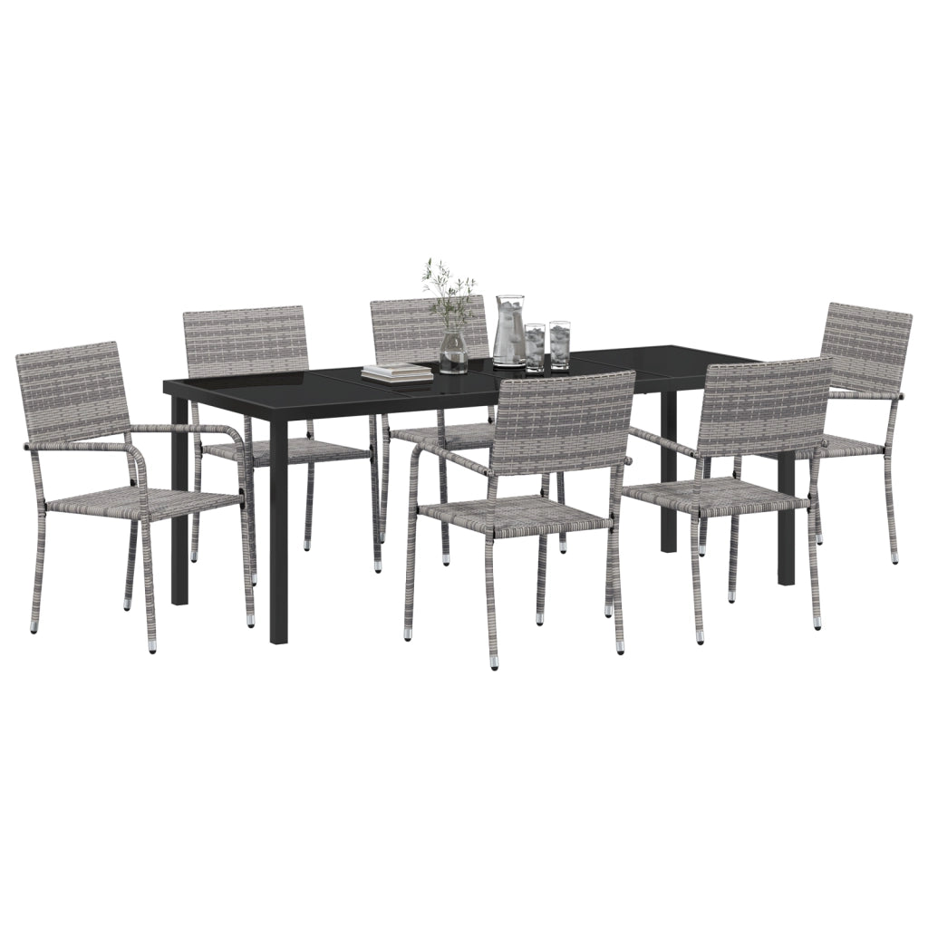 Set di Mobili da Giardino 7 Pezzi Grigio Polyrattan