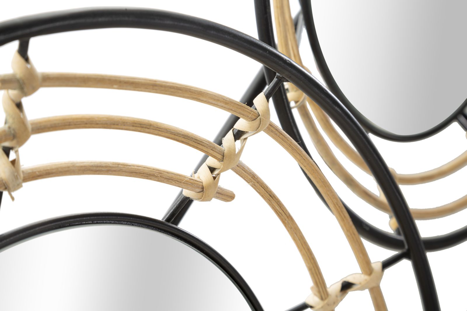 Pannello da Muro con Specchi Oporto 111x9,5x59 cm in Rattan