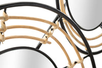 Pannello da Muro con Specchi Oporto 111x9,5x59 cm in Rattan