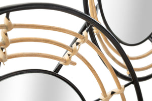 Pannello da Muro con Specchi Oporto 111x9,5x59 cm in Rattan