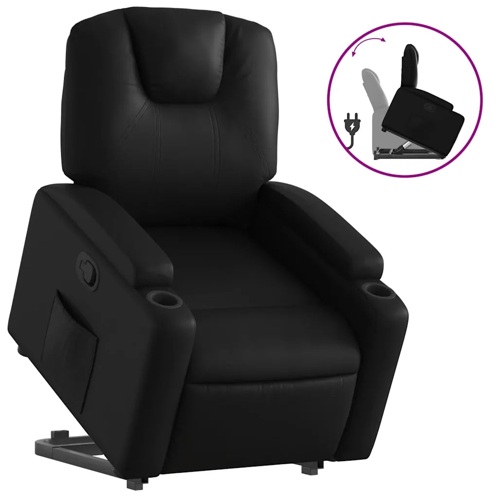 Poltrona | Sedia Relax Alzapersona Reclinabile Nera in Similpelle