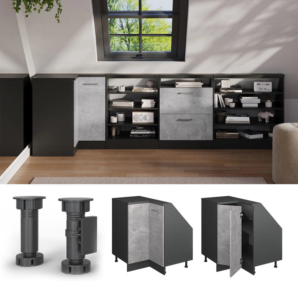 Mobile sottotetto Mobile angolare Rion Calcestruzzo/Antracite 75.6 x 83.8 cm con 1 porta Vicco