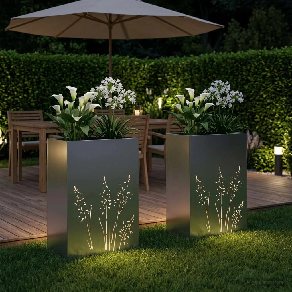 Vaso da giardino 2 pz Argento 50 x 30 x 75 cm Acciaio zincato 8005789