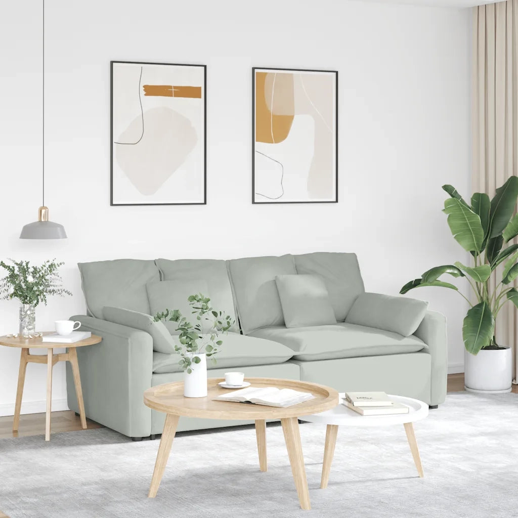 Divano Modulare con Cuscini Grigio Chiaro CFW1043759