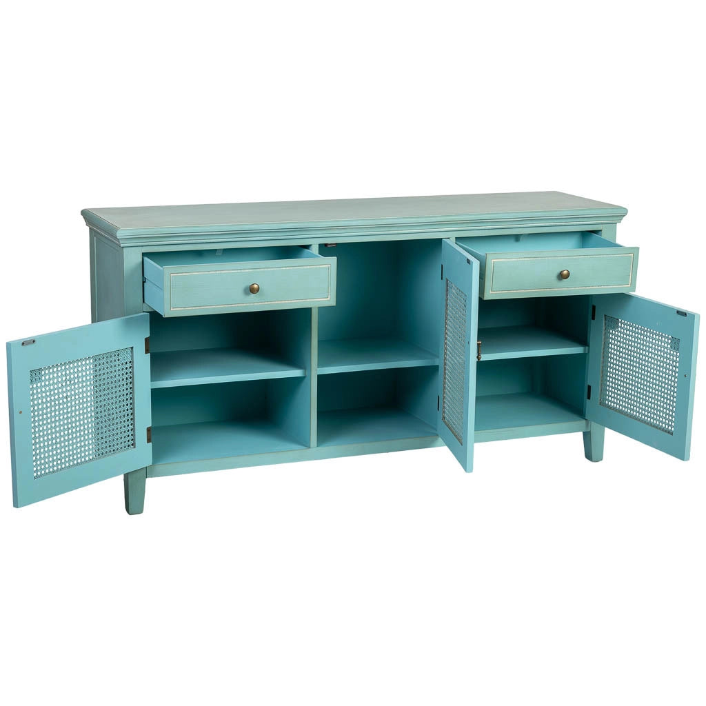 Cassettone in legno a 3 ante e 2 cassetti 150x40x77h cm