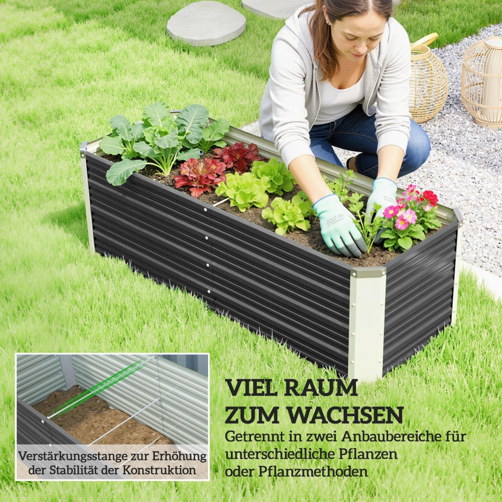 Vaso da giardino in acciaio per piante ¨C zephmum ¨C carbone grigio 125x47x44 cm