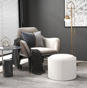 Pouf rotondo 56 x 42 cm avorio con vano contenitore e vassoio sollevabile