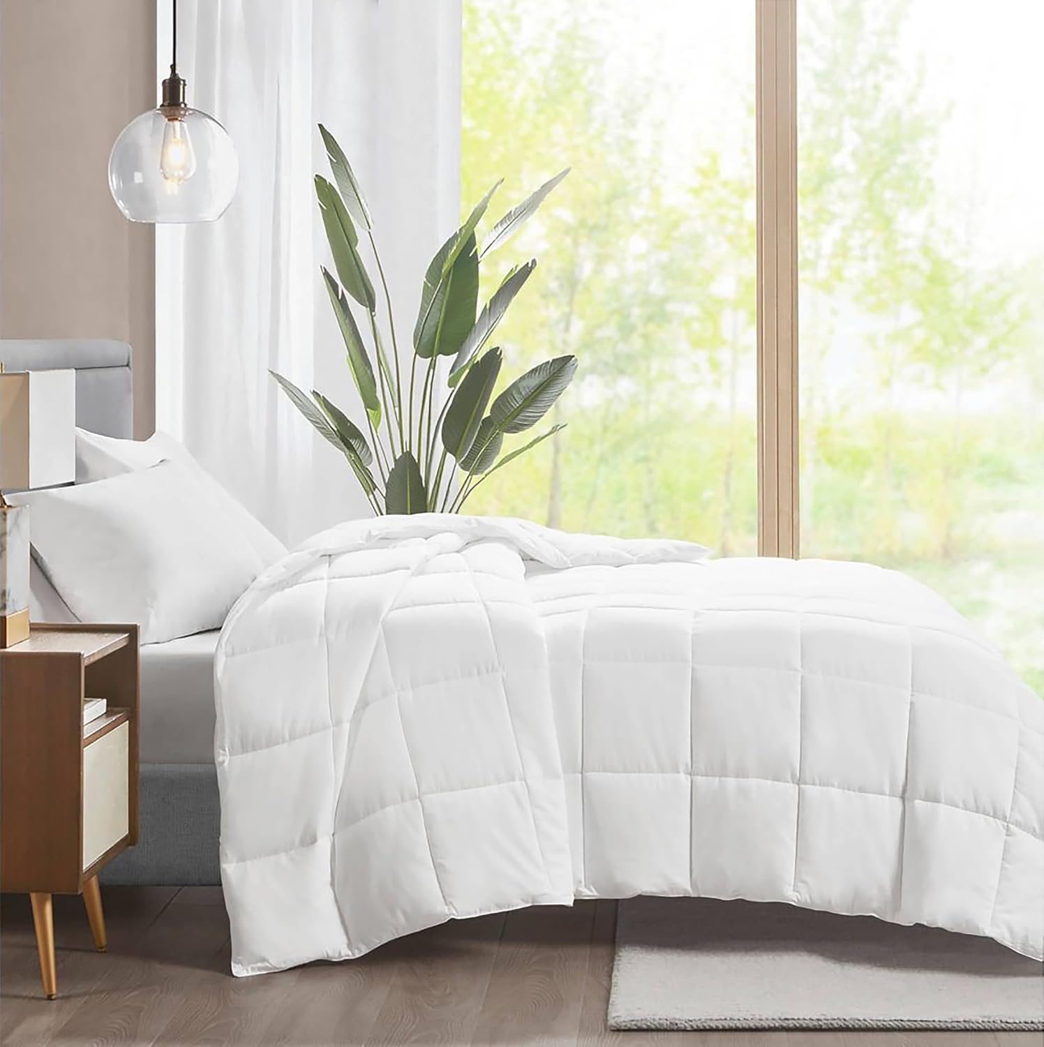 Piumino Letto Inverno Interno Bianco Coperta Invernale Pesante Morbida Microfibra Manopesca Anallergica Piumone Sofficissimo  Bianco - 1 Piazza e mezza