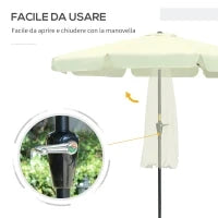 Ombrellone da Giardino e Terrazza Ø2.7x2.5 m Rotondo con Testa Inclinabile e Resistente ai Raggi UV 50+, Beige