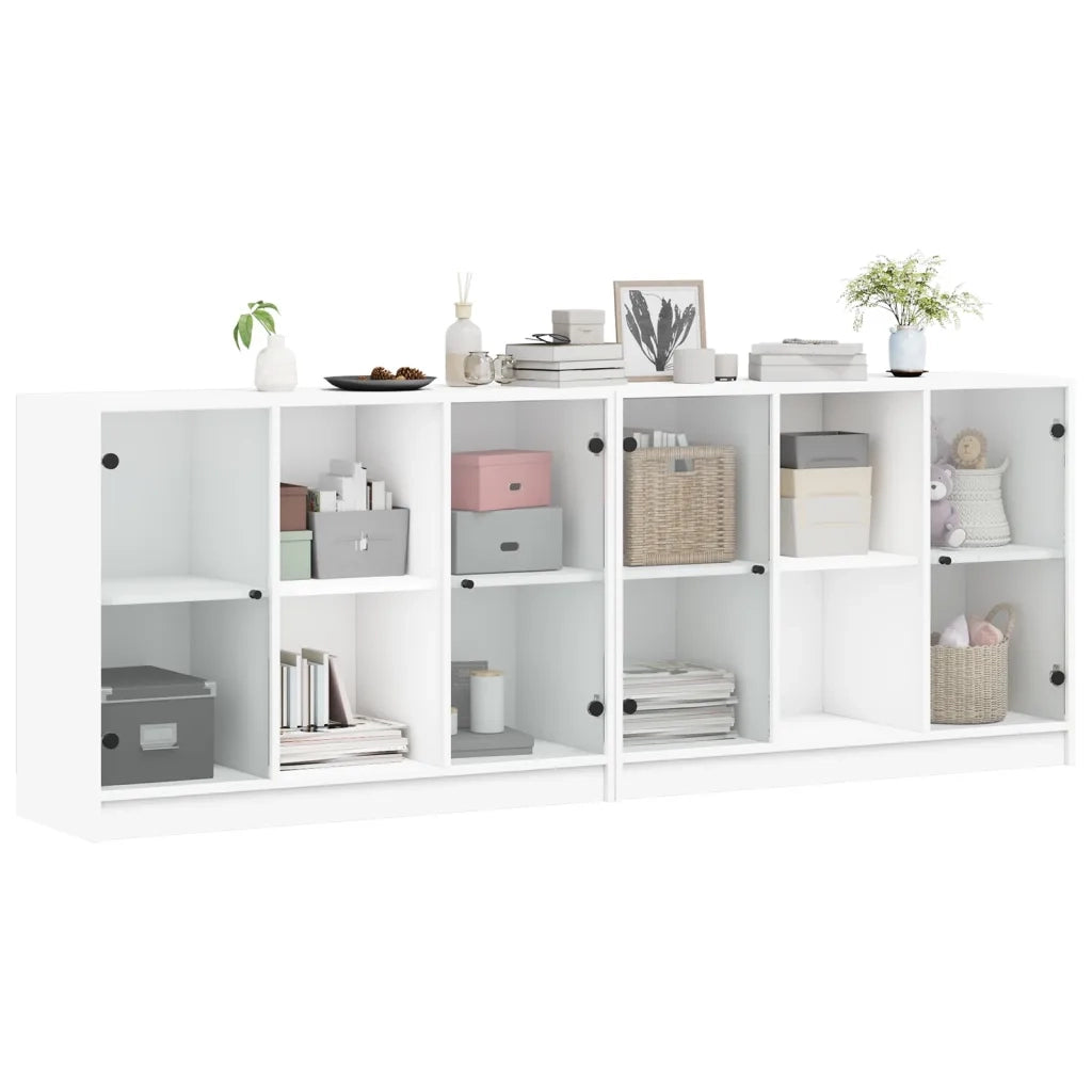 Libreria con Ante Bianca 204x37x75 cm in Legno Multistrato 3206531