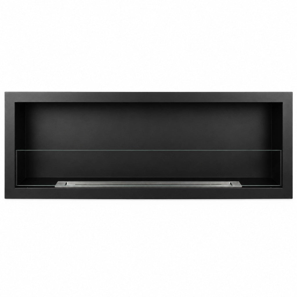 Camino a Bioetanolo da Incasso a Parete 150x15x45 cm Furore Struttura in Acciaio Nero