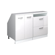 Set di mobili sottotetto Rion Bianco lucido/Bianco 120 cm Set di 2 carcasse armadio profondità 60 cm Vicco
