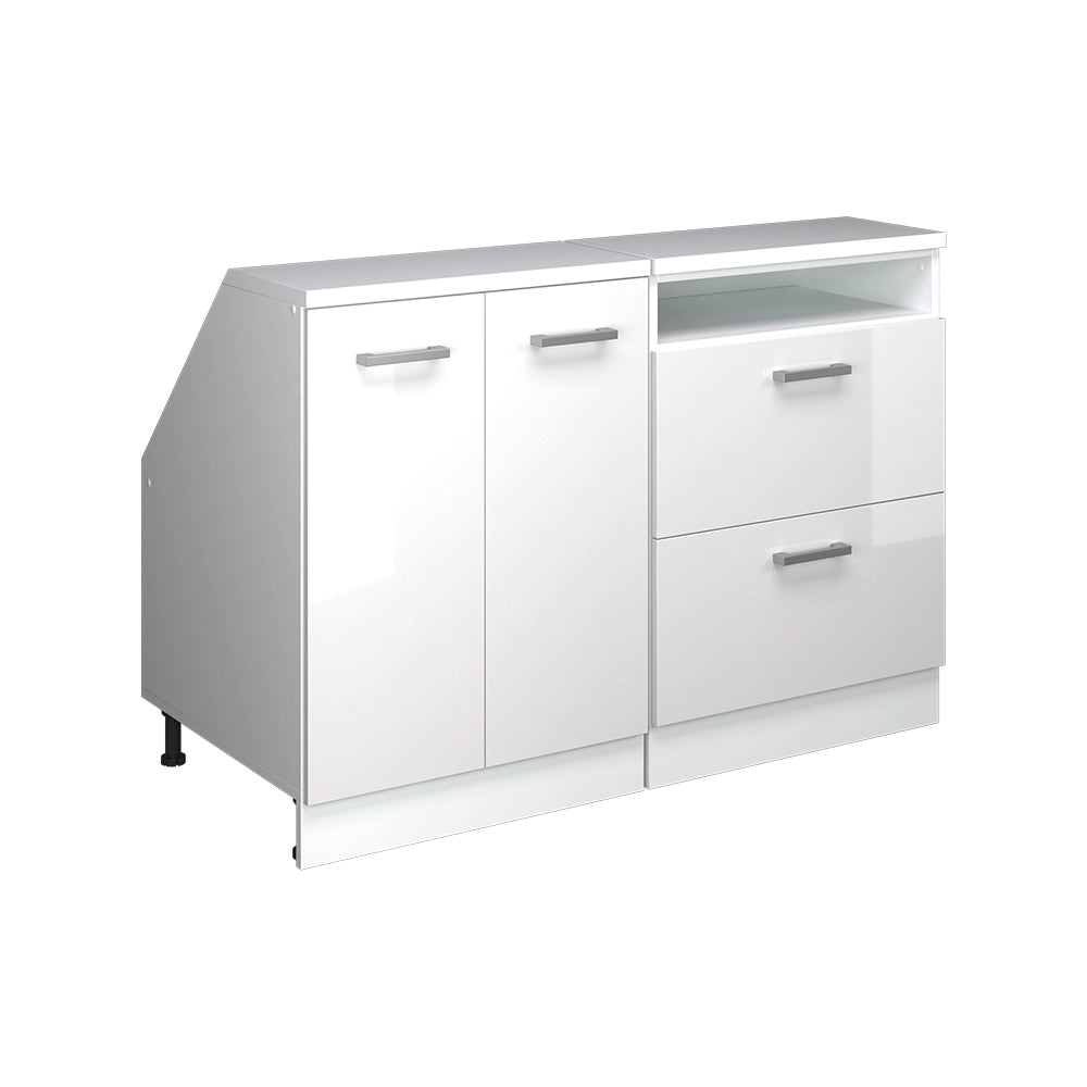 Set di mobili sottotetto Rion Bianco lucido/Bianco 120 cm Set di 2 carcasse armadio profondità 60 cm Vicco