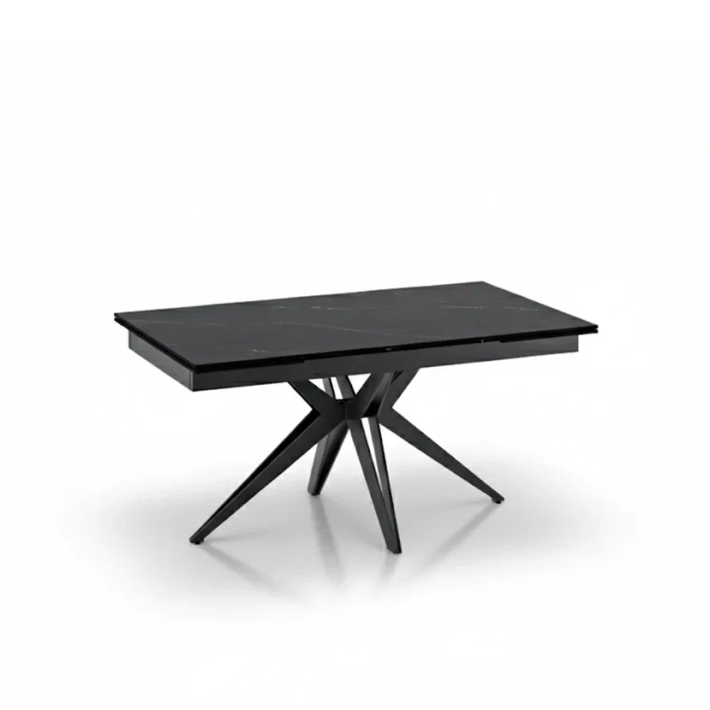 Tavolo da pranzo allungabile in ceramica effetto marmo nero Caesar 160-240x90 cm fino a 10 posti | Duzzle