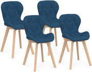 Set di 4 sedie ROBINE in tessuto blu anatra per sala da pranzo