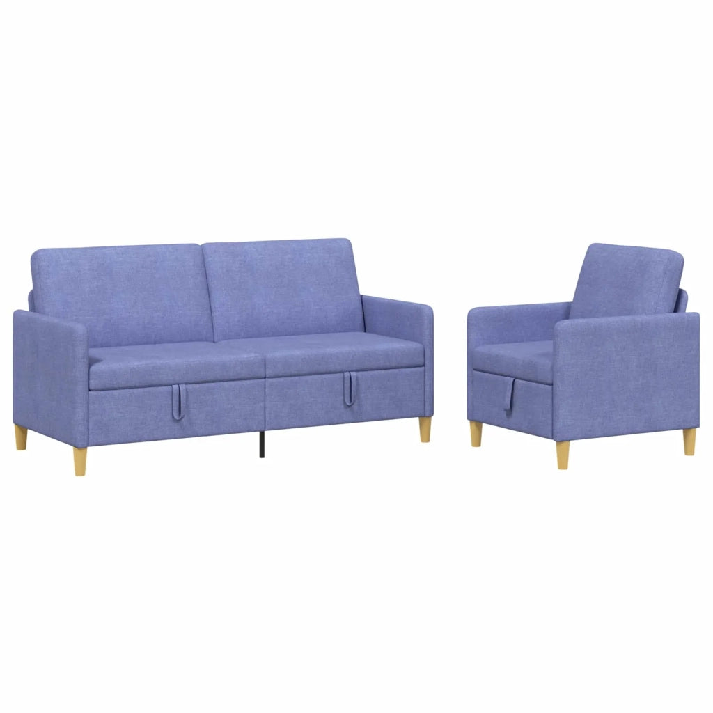 Set di Divani con Storage 2 pcs Blu jeans Poliestere 3429217
