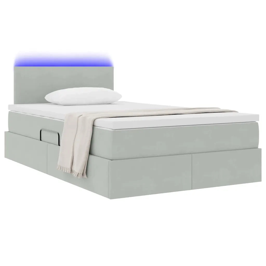 Letto con contenitore e LED Grigio chiaro 120 x 190 cm Velluto 3371319