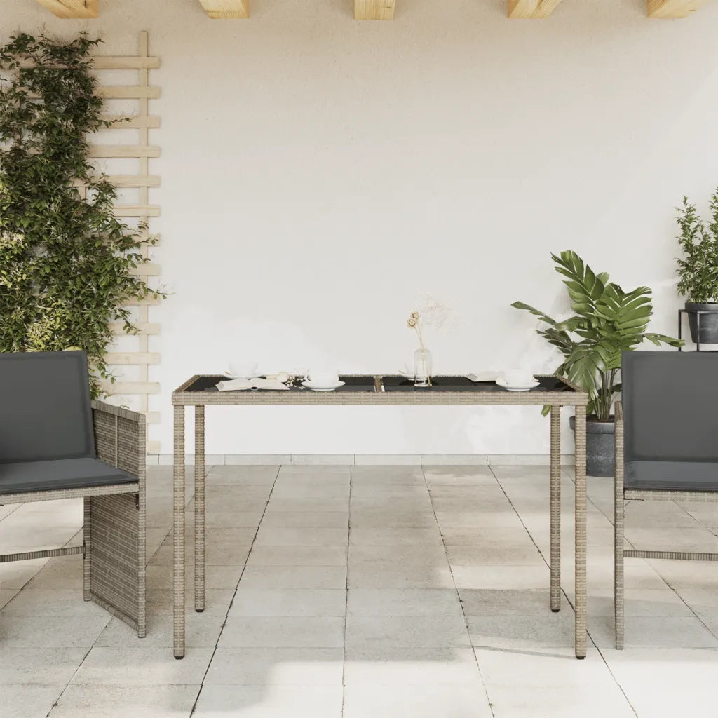 Tavolo da Giardino | Tavolino da esterno Piano in Vetro Grigio 115x54x74cm Polyrattan