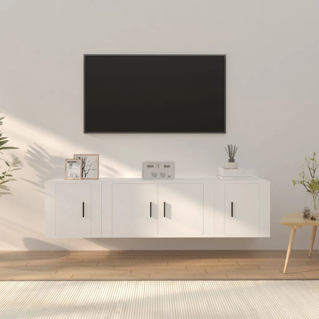 Set Mobili Porta TV 3 pz | Armadietto TV | Mobile Porta TV Bianco in Legno Multistrato