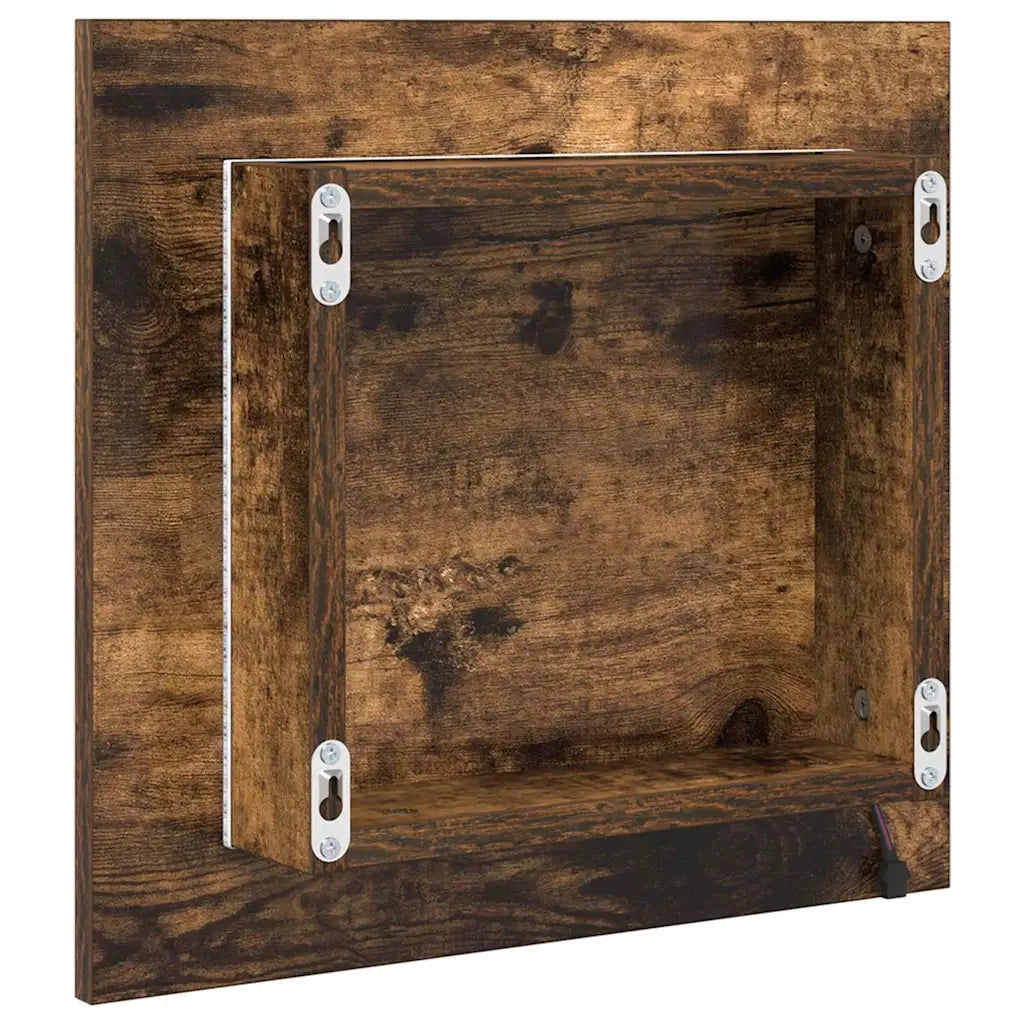 Specchio da bagno LED con specchio Rovere fumé 40 x 37 x 8.5 cm 822925