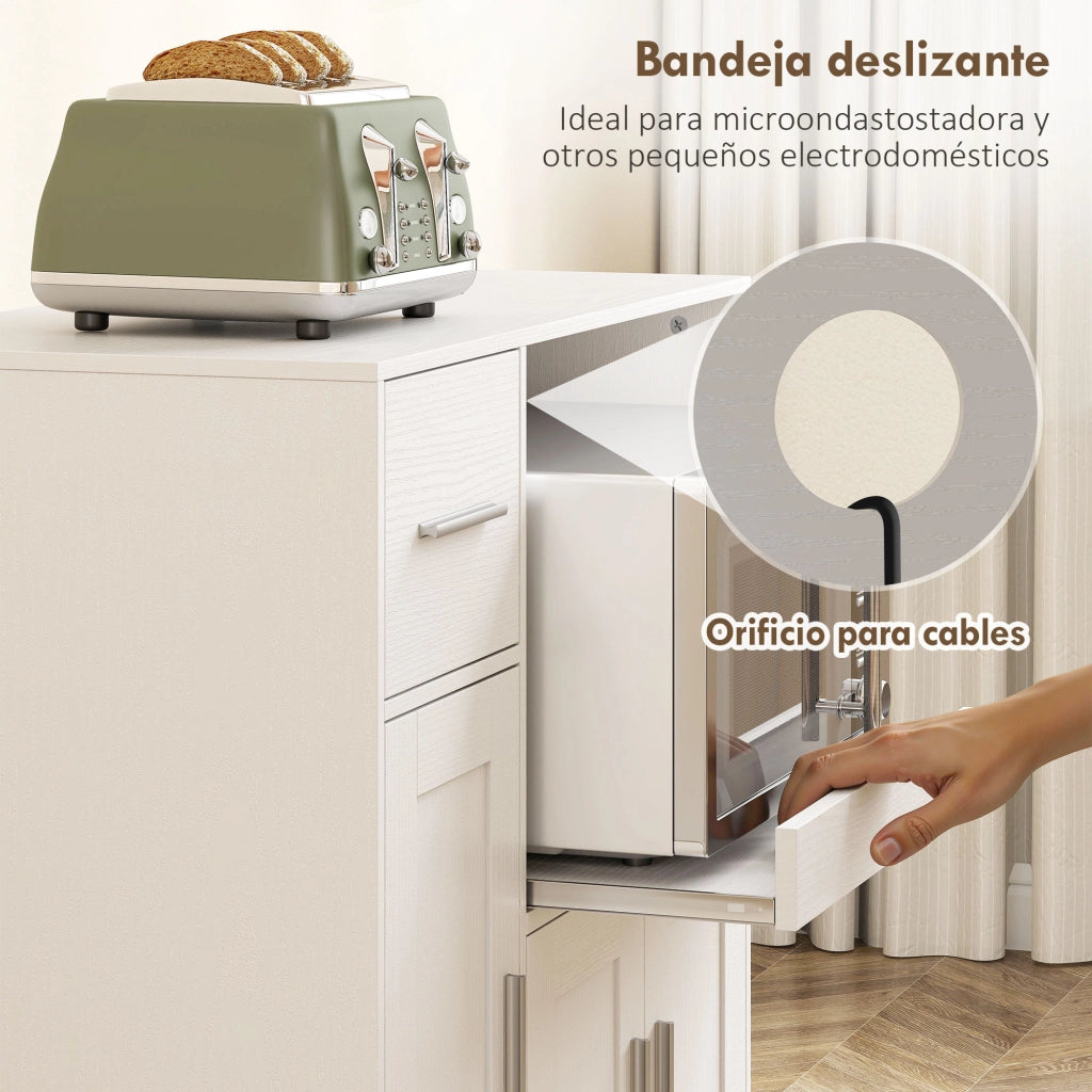 Tavolino da cucina con ruote e cassetto ¨C zephmum ¨C bianco 80x40x88,7 cm