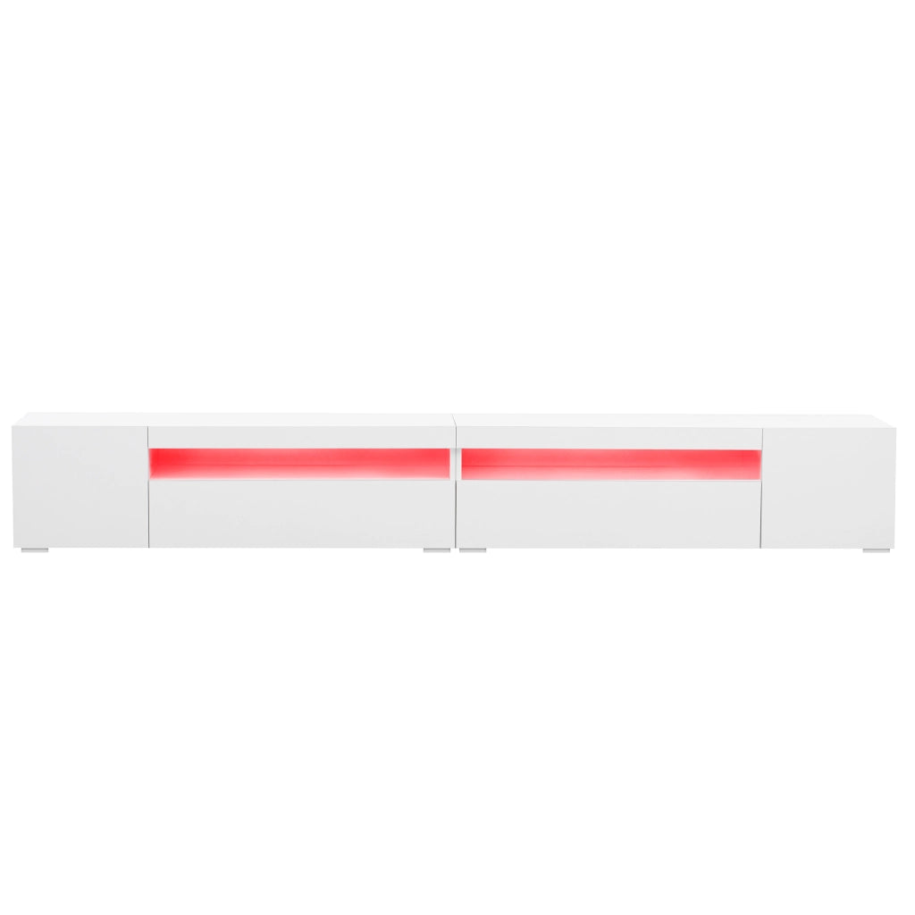 Mobile TV con LED ¨C MINIMAL ¨C Bianco Lucido, Legno, 240cm