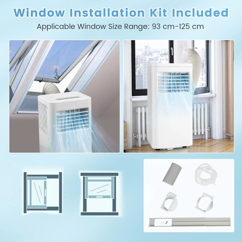 Condizionatore Portatile 9000 BTU, 960W, 4 Modalità - Ventilazione & Deumidificazione & Raffreddamento & Sonno, Controllo con Display a LED e Telecomando, Timer 24 Ore