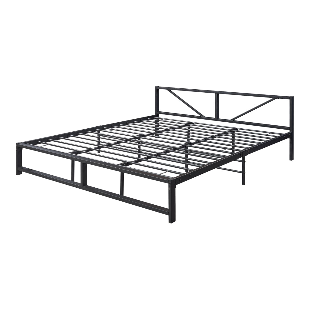 Struttura Letto Matrimoniale King Size Meran 180 x 200 cm in Acciaio con Testiera - Nero [en.casa]