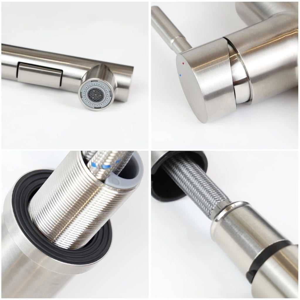 ZMH Rubinetti cucina estraibile in acciaio inox con doccia e 2 getti