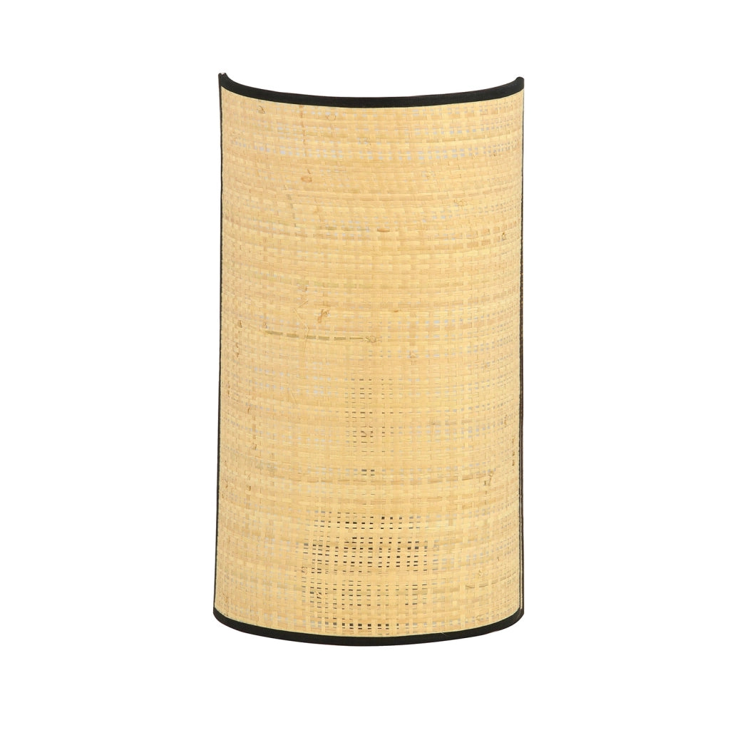 Applique Nordica 1 Luce Drago In Acciaio Nero E Rattan