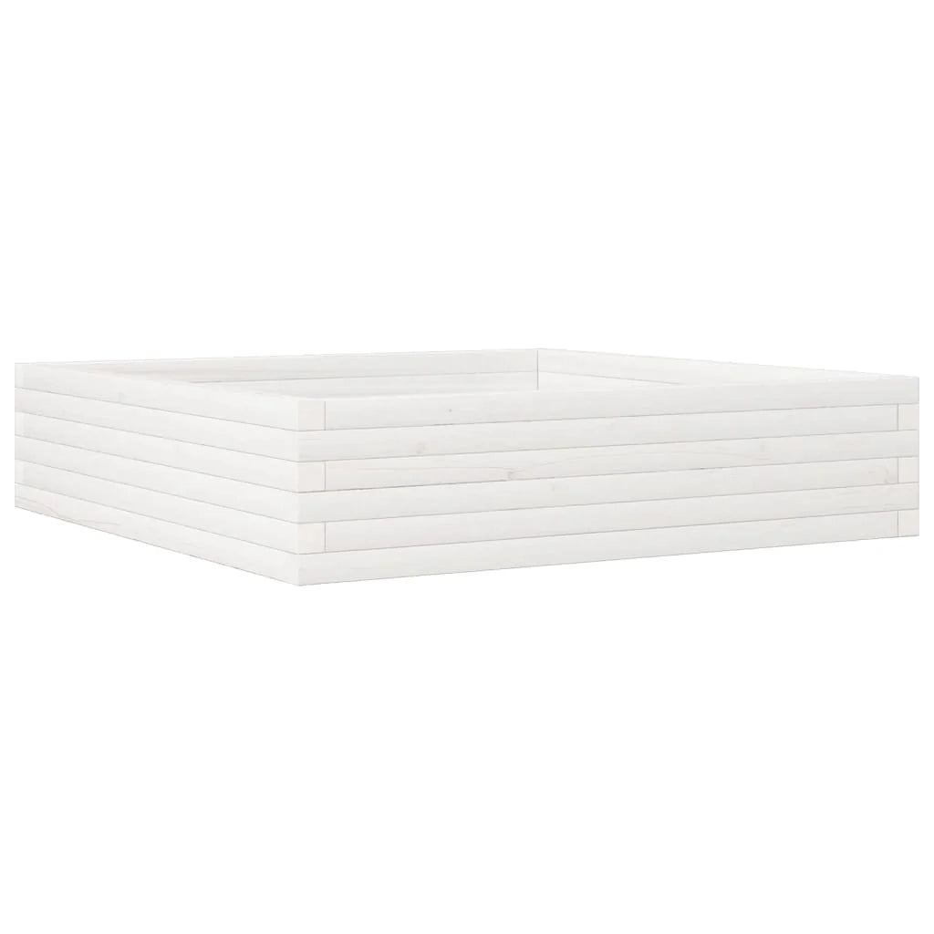 Fioriera rialzata per piante fiori terrazza giardino 100 x 100 x 23 cm legno di pino massiccio bianco 02_0037251
