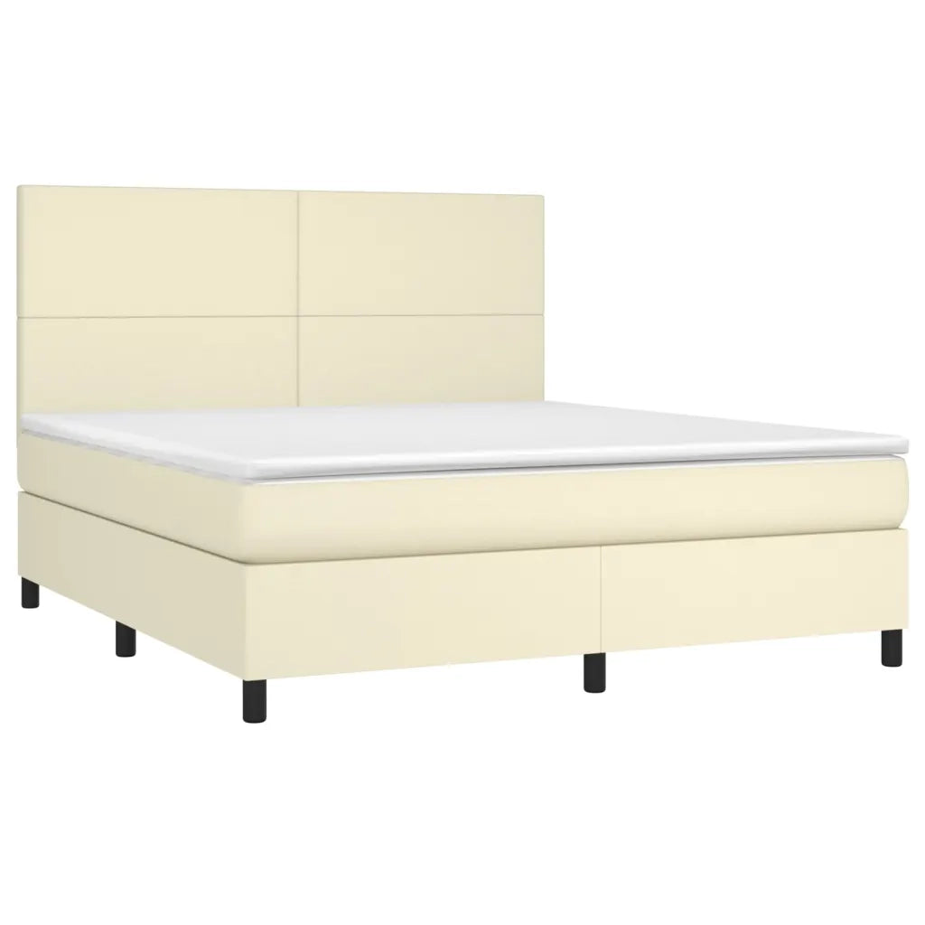 Giroletto a Molle con Materasso Crema 180x200 cm in Similpelle 3142739