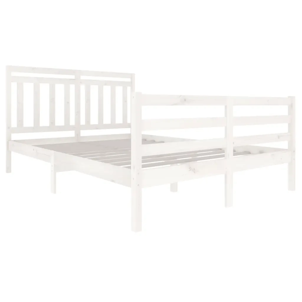 Giroletto-Struttura Letto Bianco in Legno Massello 140x200 cm 819202