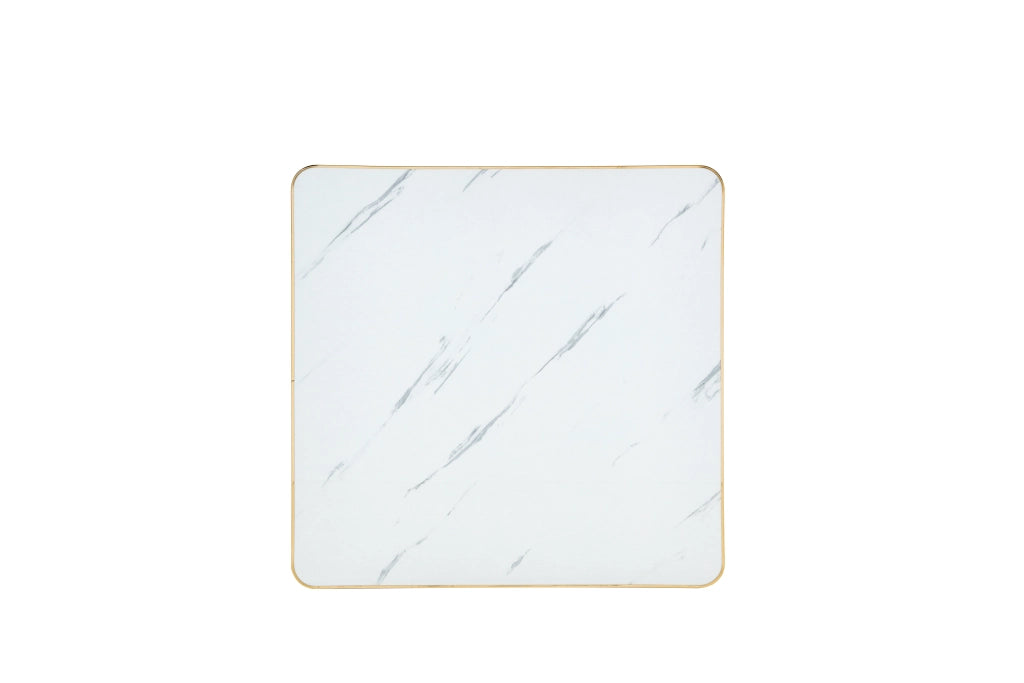 TAVOLO Quadrato 60x60 cm Effetto Marmo MDF e Metallo Bianco