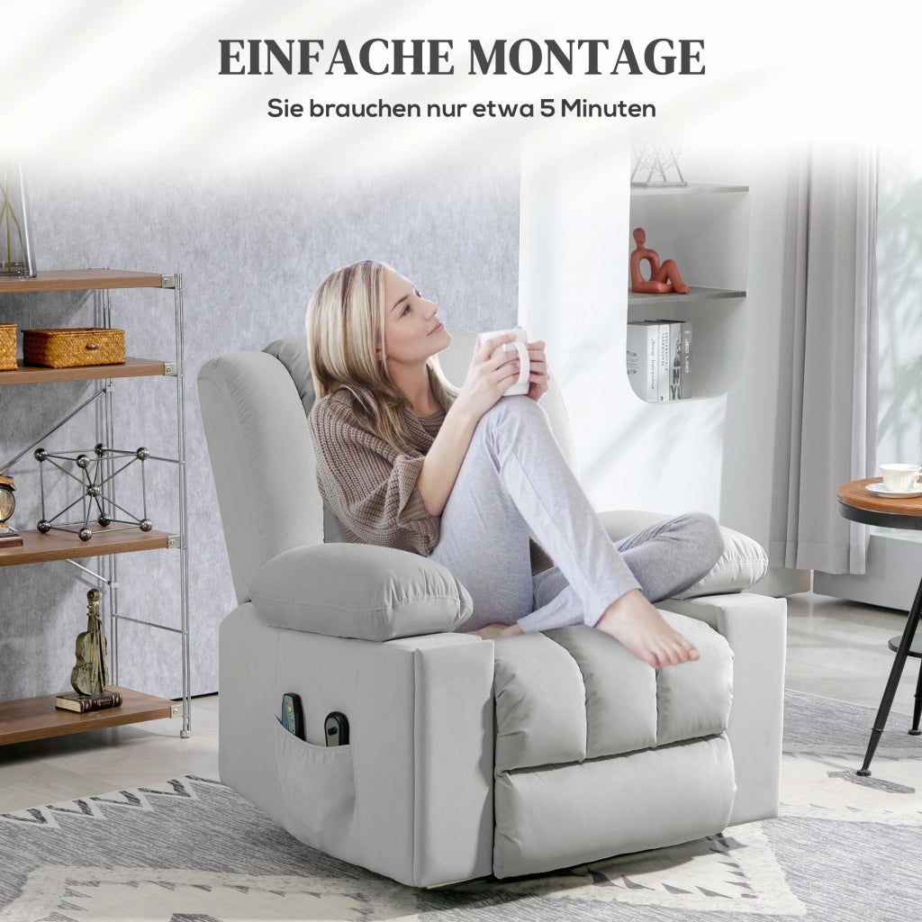 Poltrona Elettrica Massaggiante Reclinabile ¨C Zephmum ¨C Tessuto Grigio Scuro