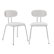 Set 2 sedie in legno tinto noce e tessuto idrorepellente , bianco