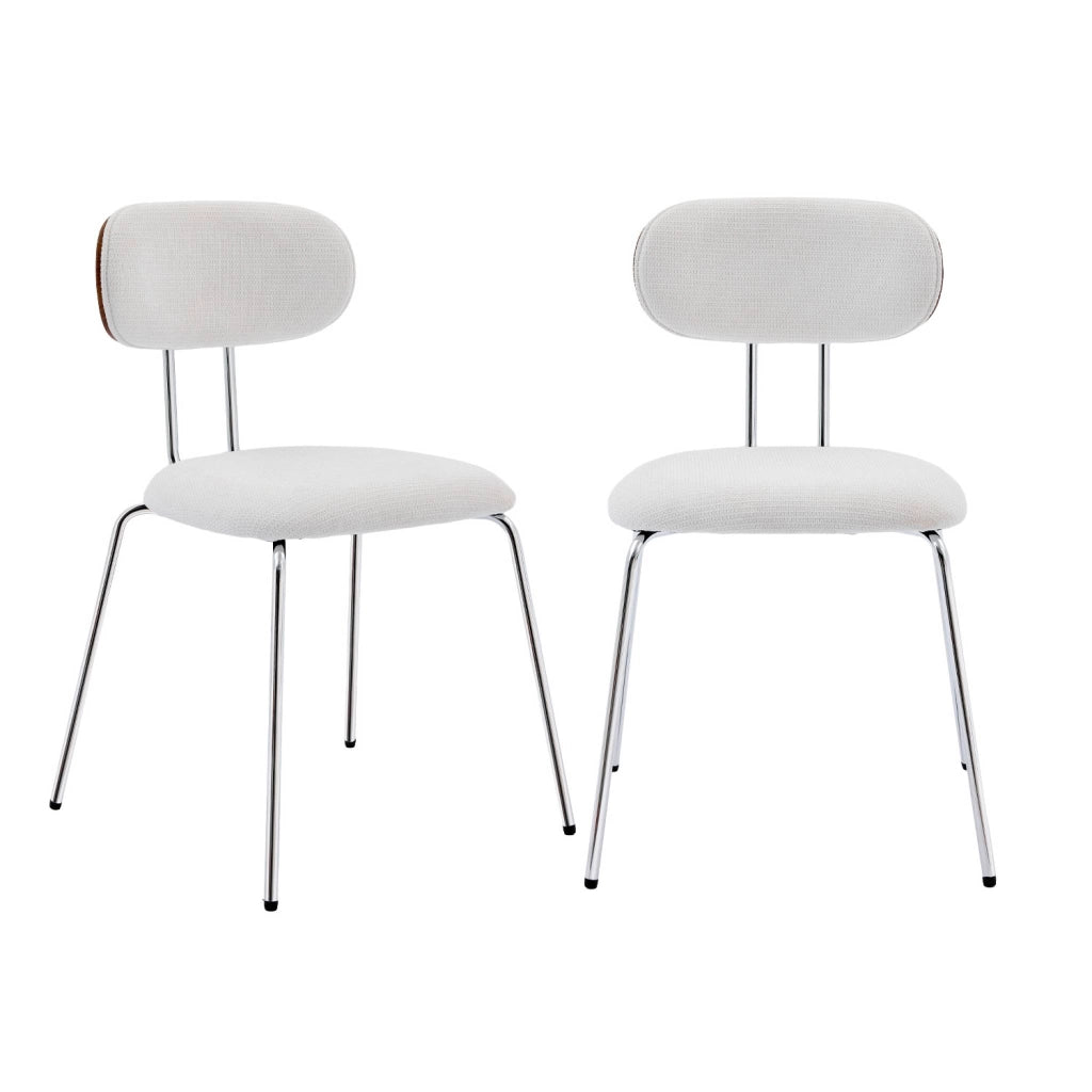 Set 2 sedie in legno tinto noce e tessuto idrorepellente , bianco