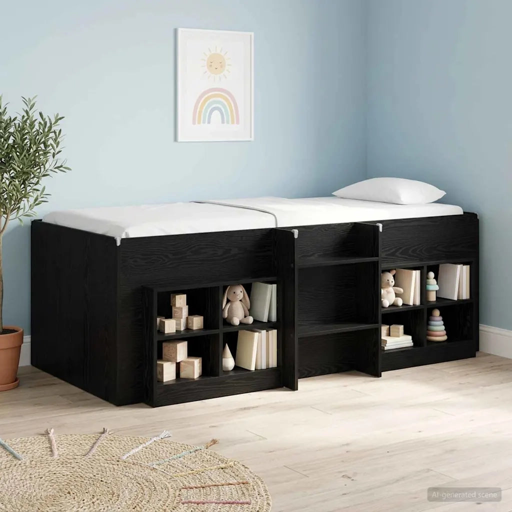 Letto Alto per Bambini | Letto Infantile | Lettino 2 pcs Rovere Nero 98.5 x 200 cm