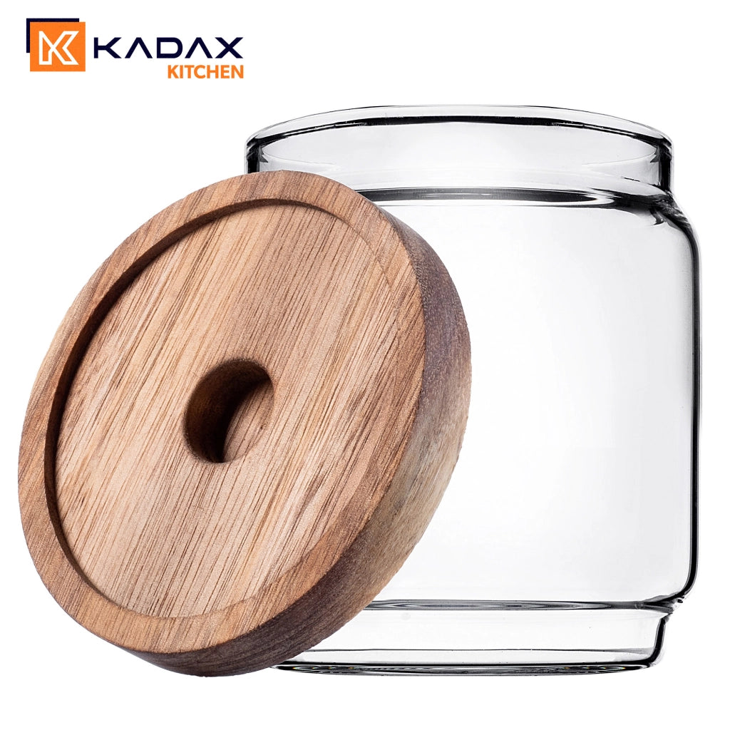 Contenitore per alimenti in vetro KADAX per spezie ed erbe aromatiche con coperchio, barattolo da 450 ml