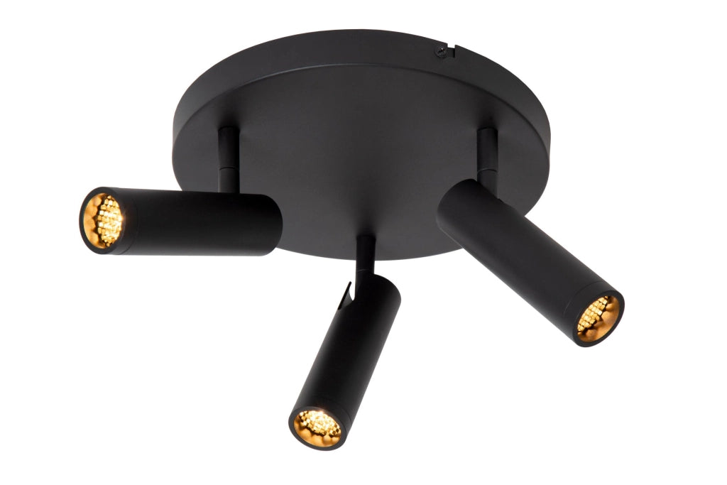 Faretto soffitto GRADO 3 luci nero rotondo MR11 Lucide