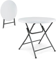 Tavolo Picnic Rotondo Pieghevole, Piano in HDPE e Struttura Metallica Resistente, Dimensioni 81 x 81 x 73,5 cm, Tavolo Portatile Ideale per Campeggio e Giardino