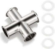 Fissatore a Croce 4 Vie - Acciaio Inossidabile 304 - Fitting Sanitario - 1-1/2" Diametro Esterno del Tubo - Campo di Temperatura 0-80°C - Pressione Massima 6 Bar