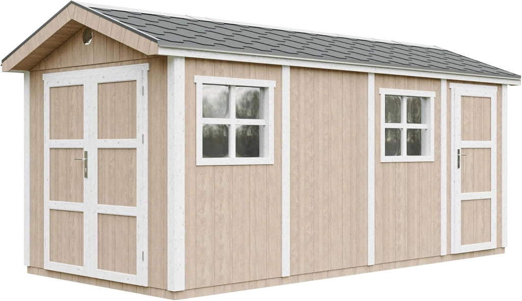 Casetta da giardino di qualit? premium 11,47 m² - H252x250x530 cm - Timbela M915C-TERRA BROWN