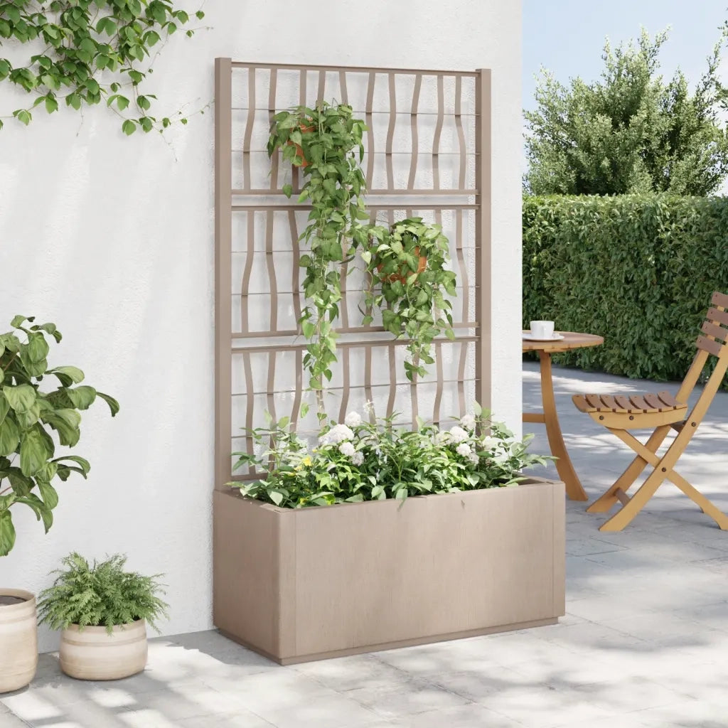 Fioriera | Cassetta per fiori | Vaso Giardino con Traliccio Marrone Chiaro 80x36x140 cm PP