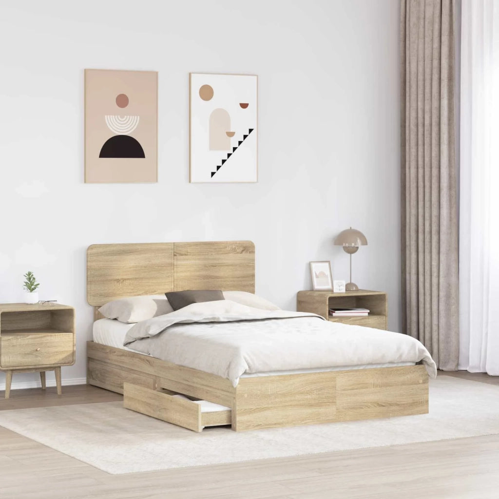 Letto con Contenitore con testiera Rovere Sonoma 135 x 190 cm 3412285