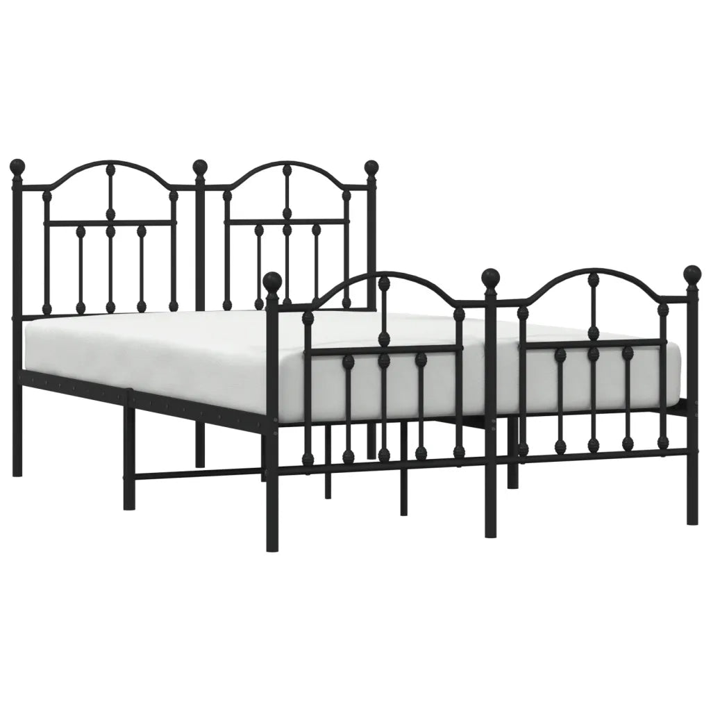 Giroletto con Testiera e Pediera Metallo Nero 120x190 cm 353454