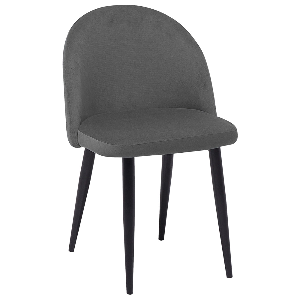 Set di 2 sedie da pranzo in tessuto di velluto grigio moderno design retrò gambe oblique nere